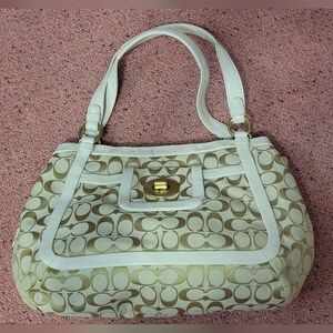 Vintage COACH shoulder Tote beige white new